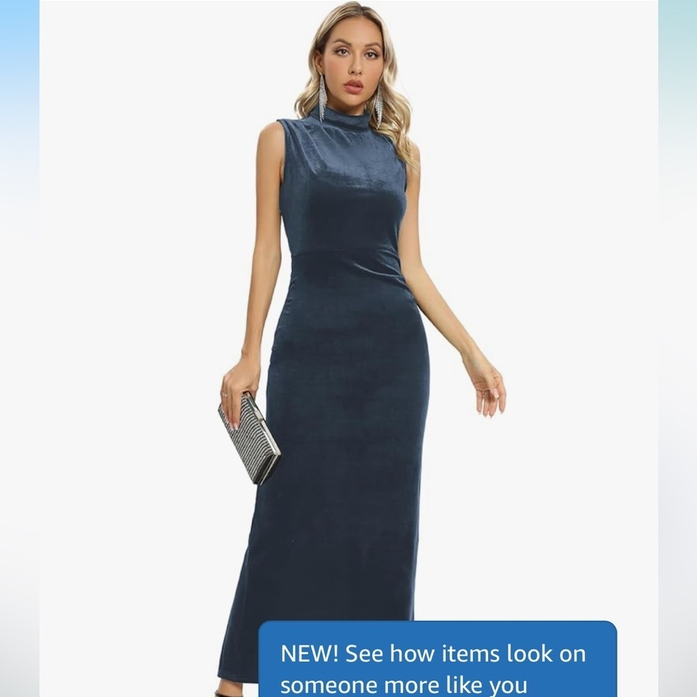 Elegant Sleeveless Blue Dress